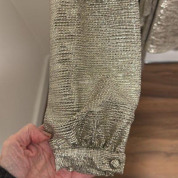 PatBo Metallic Cara Lame Wrap Mini Dress. Gold/Silver. Size XS. - Picture 9 of 9